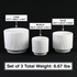 3-Piece White Stoneware Planter Pot Set with Embossed Texture