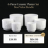 3-Piece White Stoneware Planter Pot Set with Embossed Texture