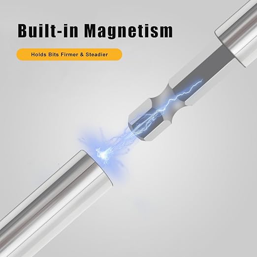 8Pcs Drill Bit Extensions, Cr-V Magnetic Drill Bit Extension Set, 1/4 Inch Hex Shank, 2/4/6 Inch Lengths, for Impact Driver w 2Pcs 2.5cm Phillips Screwdriver Bit