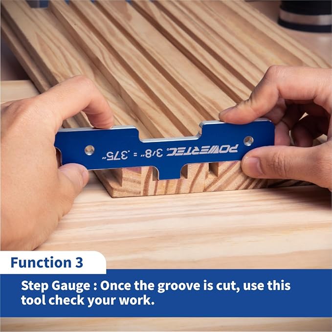 POWERTEC Router Setup Blocks Woodworking 7PC Set, Router Depth Gauge, Aluminum Routers Setup Bars, Spacer Blocks, Height Gauge Set for Table Saw, Band Saw, Measuring Bars, 2 Sets, 71579-P2
