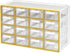 Blue Ginkgo Medium 16-Drawer Cabinet – Stackable Clear Organizer for Hardware, Beads, Plastic Bricks, Office, and Craft Storage (Made in Korea, Yellow)