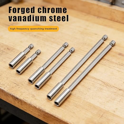 8Pcs Drill Bit Extensions, Cr-V Magnetic Drill Bit Extension Set, 1/4 Inch Hex Shank, 2/4/6 Inch Lengths, for Impact Driver w 2Pcs 2.5cm Phillips Screwdriver Bit