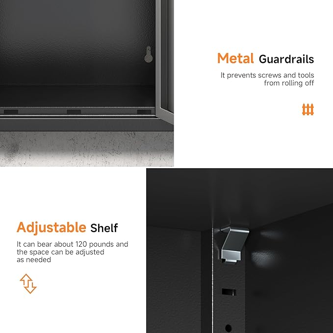 Coolsun Garage Wall Cabinet, 26" H Metal Wall Cabinet with Lockable Doors and Adjustable Shelf, Wall Mounted Metal Storage Cabinets for Garage Assembly Required (26" H Black Gray)