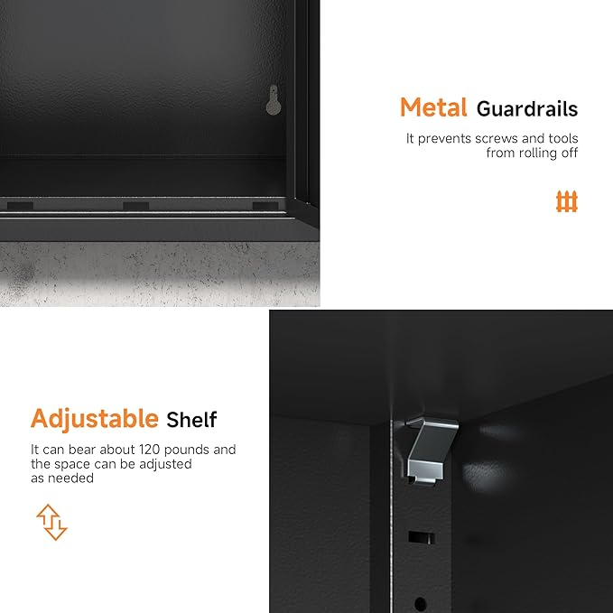 Coolsun Garage Wall Cabinet, 26" H Metal Wall Cabinet with Lockable Doors and Adjustable Shelf, Wall Mounted Metal Storage Cabinets for Garage Assembly Required (26" H Black)