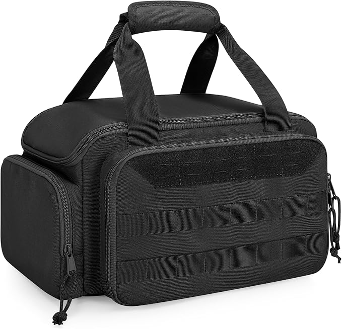 12-Inch Tool Bag with Anti-friction Bottom, Hand Tool Storage Organizer Bag for Men, Tactical Range Bag, Multi-purpose Work Tote for Repairman, Electrician, Carpenters, Handyman, Black