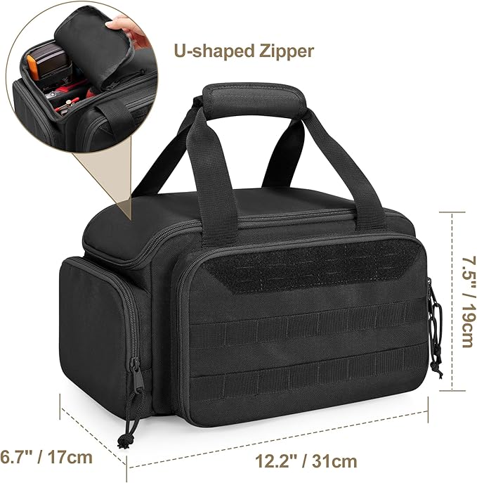 12-Inch Tool Bag with Anti-friction Bottom, Hand Tool Storage Organizer Bag for Men, Tactical Range Bag, Multi-purpose Work Tote for Repairman, Electrician, Carpenters, Handyman, Black