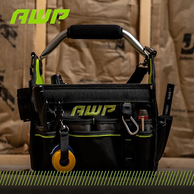 AWP Tool Bags, Premium Tool Bag, Black, Durable Tool Tote, for Professionals and Contractors
