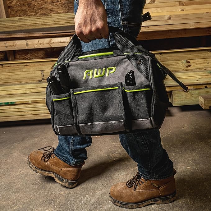 AWP Tool Bags, Premium Tool Bag, Black, Durable Tool Tote, for Professionals and Contractors