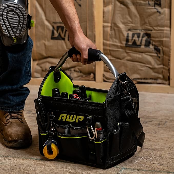 AWP Tool Bags, Premium Tool Bag, Black, Durable Tool Tote, for Professionals and Contractors