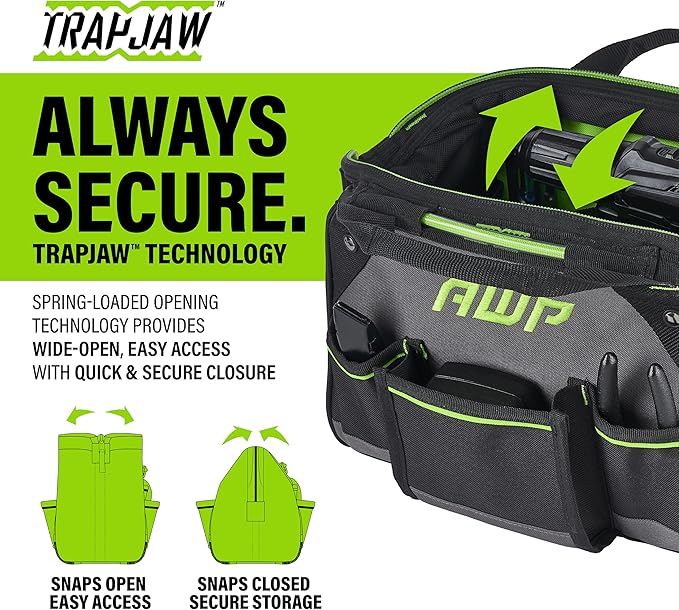 AWP Tool Bags, Premium Tool Bag, Black, Durable Tool Tote, for Professionals and Contractors